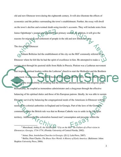 The Establishment of Old and New Ebenezer Town