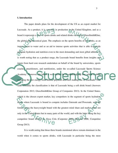 The Development of an Export Market