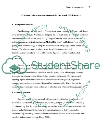 Strategic Management Real insurance