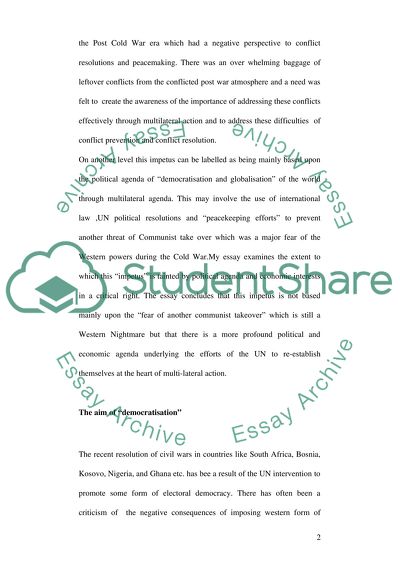 The United Nations: the End of the Cold War