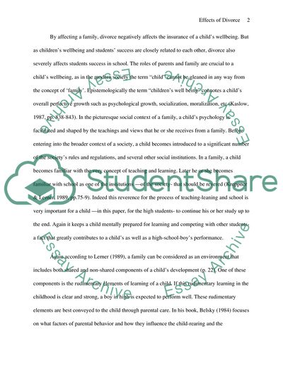 Parental Divorce and the Future Success of High School Students