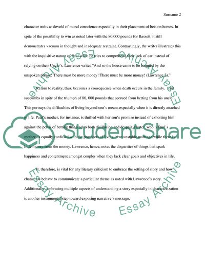 The Rocking Horse Winner Critique