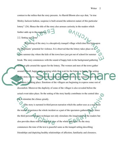 Analysis Of Lottery By Shirley Jackson