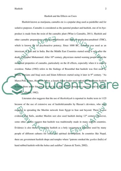 Hashish and Its Effects on Users