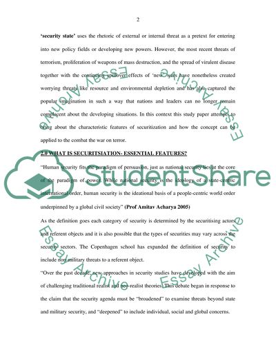 How Might a Securitisation Approach Help to Make Sense of the So-Called War On Terror