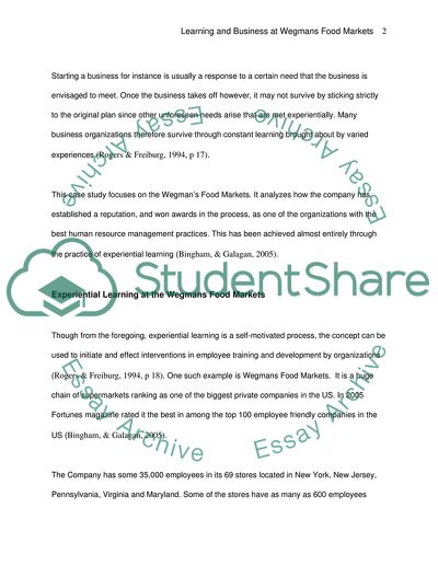 Experiential learning-case study. MSc in HRM