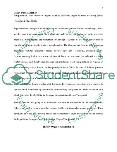 Organ Transplantation/Replacement Technologies