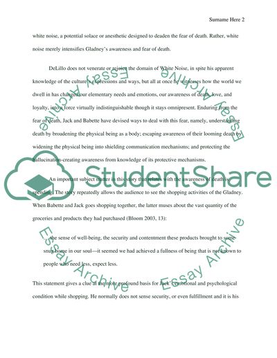 Awareness of Death in Don DeLillo`s White noise