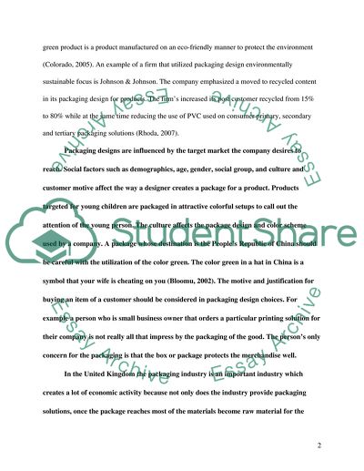 Critical Appraisal - Packaging Design and the consumer behaviour