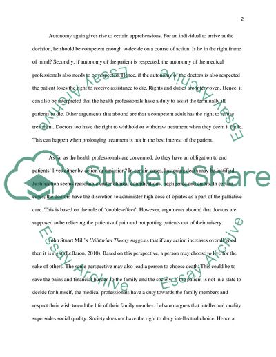 Ethical Aspects of Euthanasia