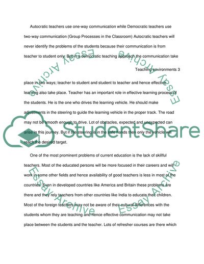 Influences and Teaching Environments