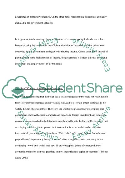 Washington Consensus and Its Impact on Thirds World Countries