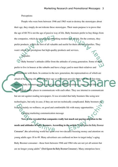 Marketing Research and Promotional Messages