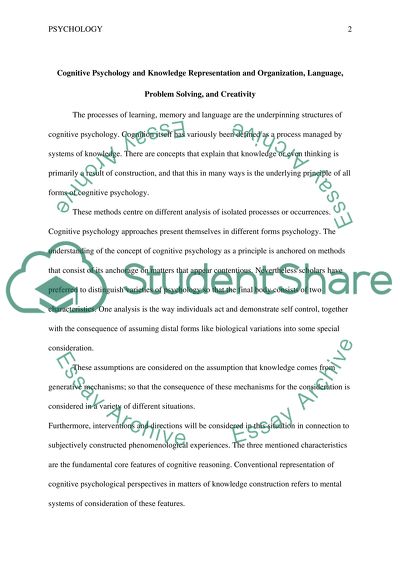 Cognitive Psychology and Knowledge Representation