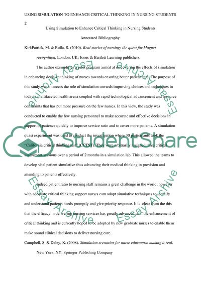 Using Simulation to Enhance Critical Thinking in Nursing Students