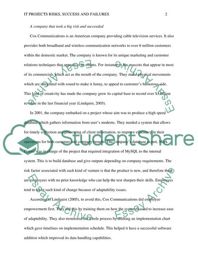 IT projects risks, success and failures