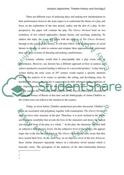 Analysis of The Cherry Orchard Using Two Critical Approaches: Theatre History and Sociology