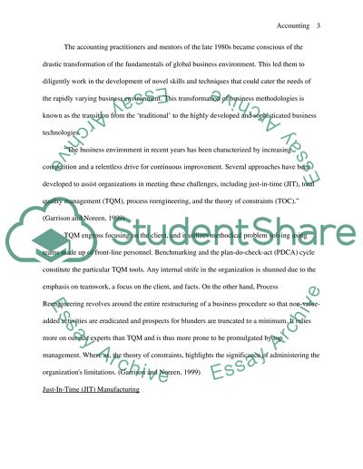 Management Accounting and the Modern Business Environment