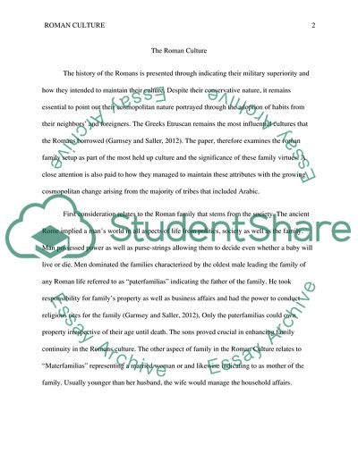 The Roman Culture: a Vast Geographical Area as Well as Population