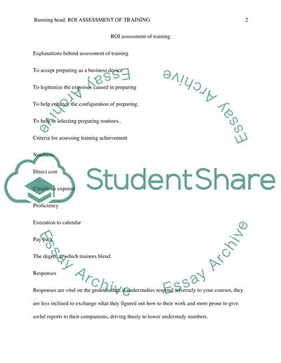 An Assessment of Training