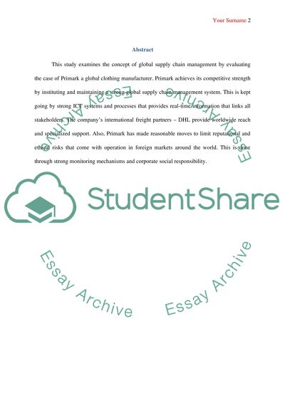 Primark Global Supply Chain: A Synthesis of Cost-Cutting, Efficiency and Reptuational Matters