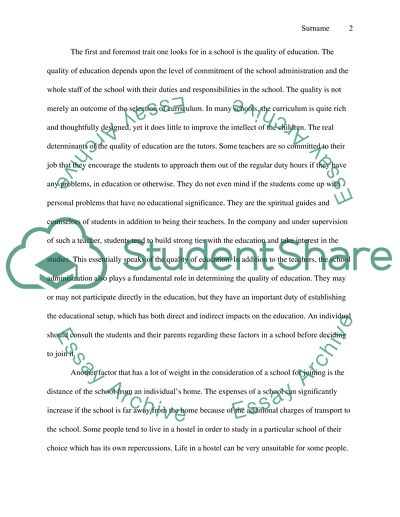 Choosing the Right School