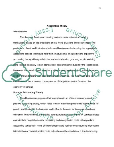 Positive Accounting Theory, Role of Banks and Federal Governments in Development of Small Businesses