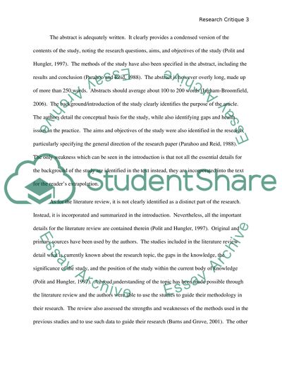 The Important of Nursing Research Critique