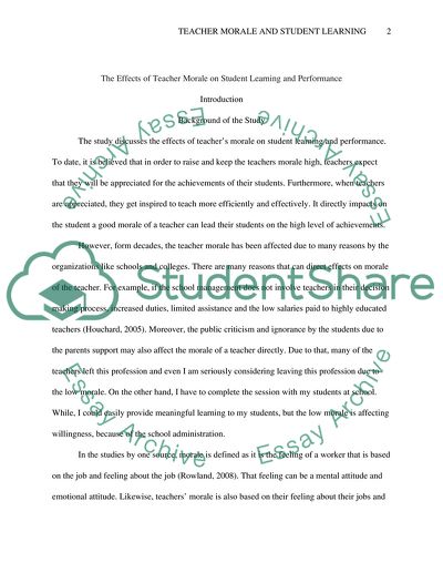 The Effects of Teacher Morale on Student Learning and Performance