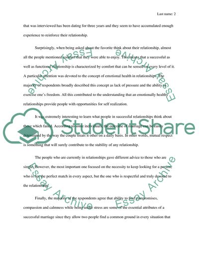 Marriage and Relationship interview assignment