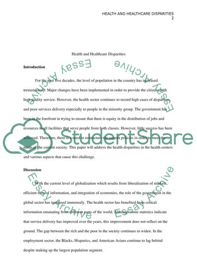 The Health Disparities in the Health Centers