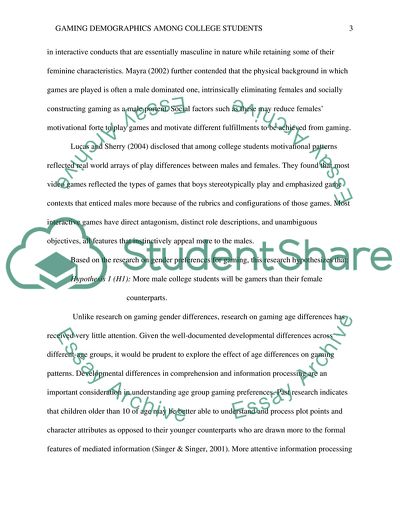 Gaming Demographics among College Students