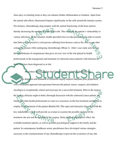 Prevention Strategy Before the Commencement of Johns Chemotherapy