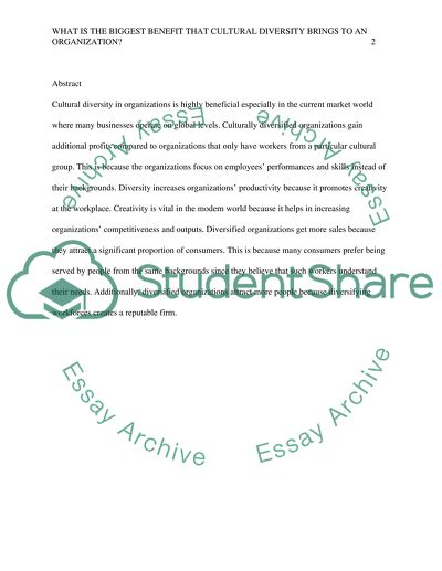 What is the biggest benefit that cultural diversity brings to an organization