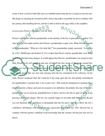 Assessment of Flossie and the Fox Fairy Tale