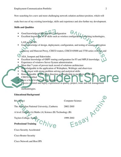 Employment Communication Portfolio