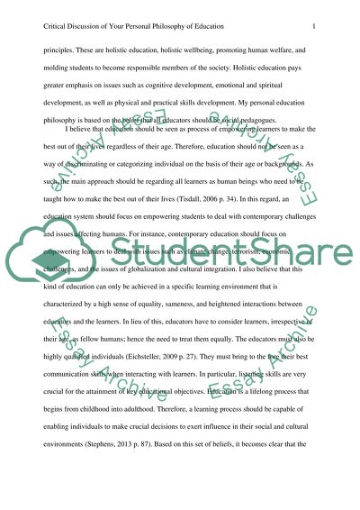 Personal Philosophy of Education