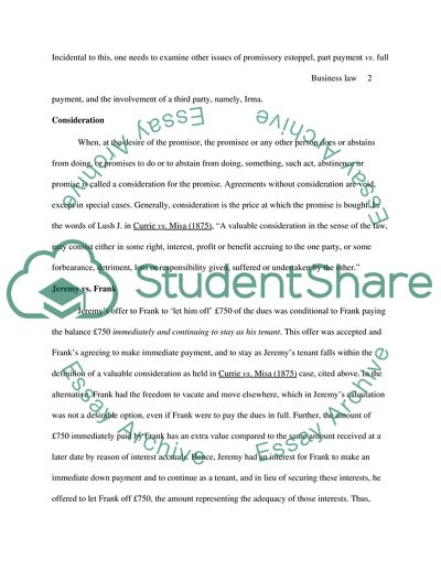 Business Law: Consideration and Legal Issues