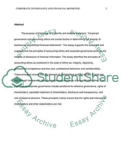 Corporate Governance and Accounting Ethics