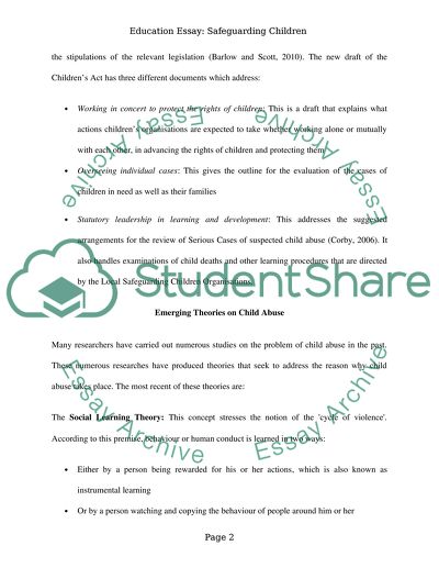 Legislative Framework on Safeguarding Children