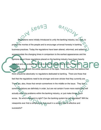 Need for Elimination of US Bank Regulations