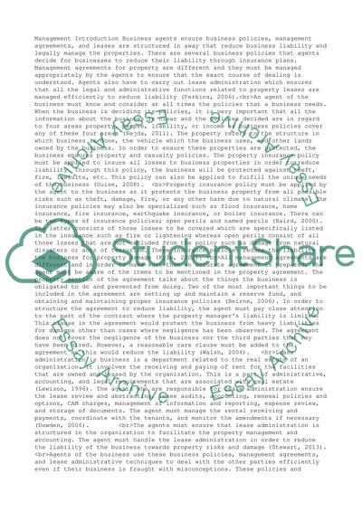 Management agreements for property