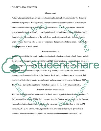 Salinity groundwater in eastern province saudi arabia