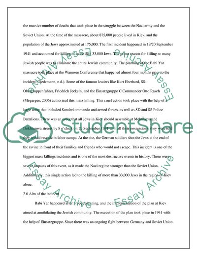 Critically Discuss the Mass Shootings at Babi Yar in the Context of the Holocaust