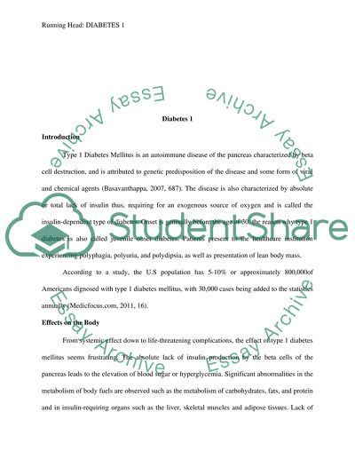 Type 1 Diabetes Mellitus and Its Effect on the Body