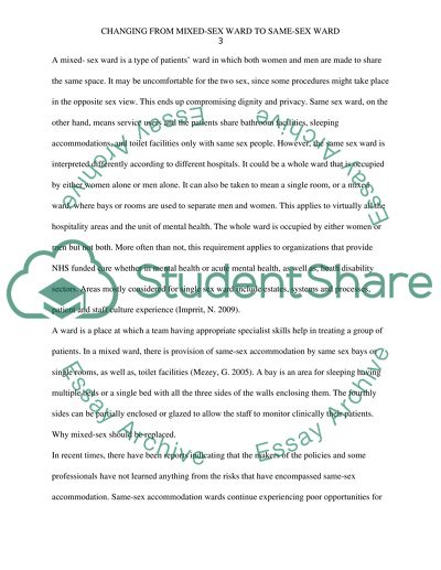 Implementation of Change from Mixed-Sex Ward to a Single-Sex Ward