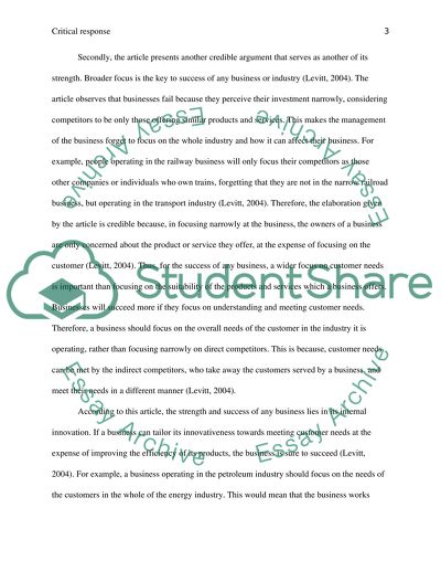 A critical response to the Marketing Myopia