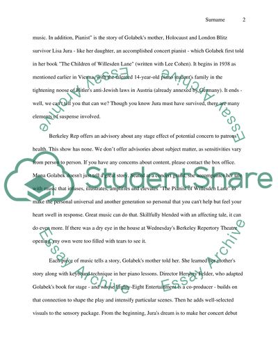 Mona Golabek in The Pianist of Willesden Lane