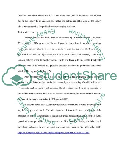 Popular Culture Projects