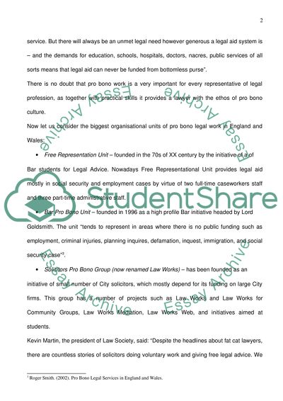 Pro Bono in the English Legal System